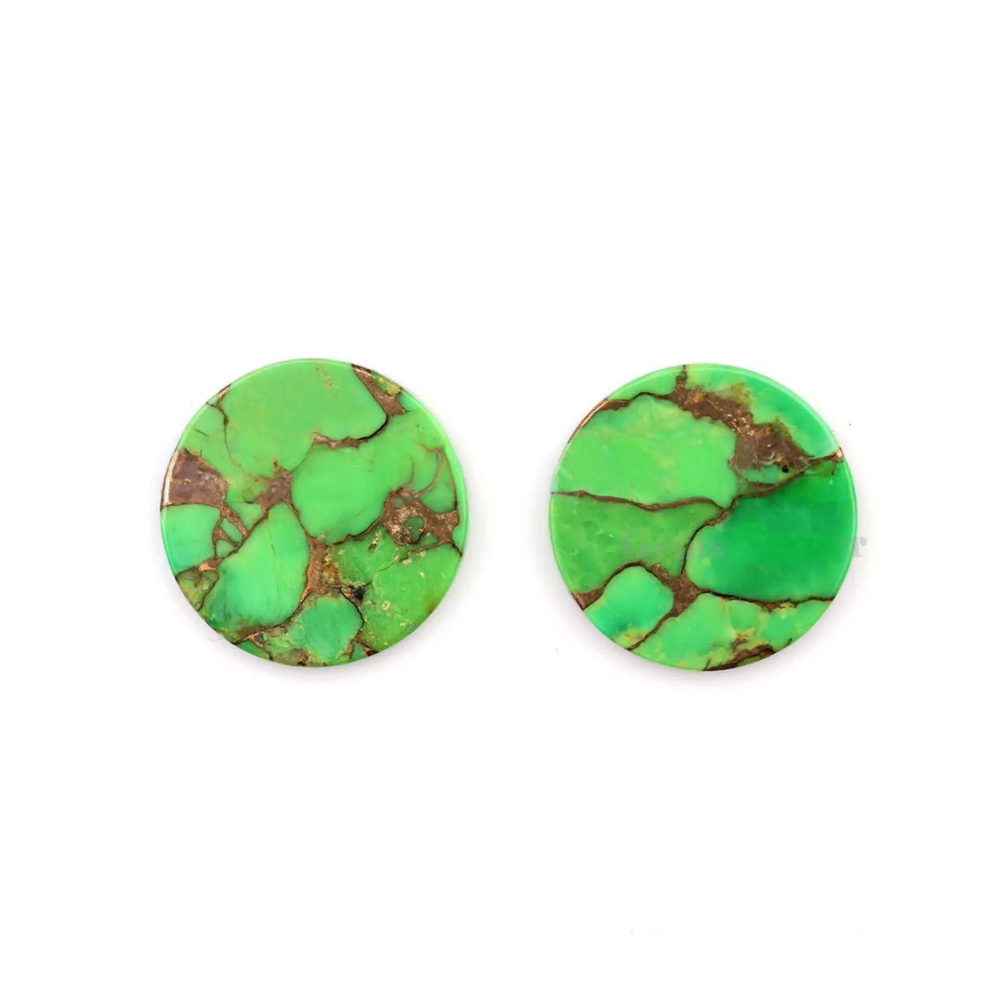 Beautiful Green Copper Turquoise Coin shape 12mm Flat Gemstone Calibrated Cabochons, Green Copper Turquoise Cabochons loose gemstone 2 pcs