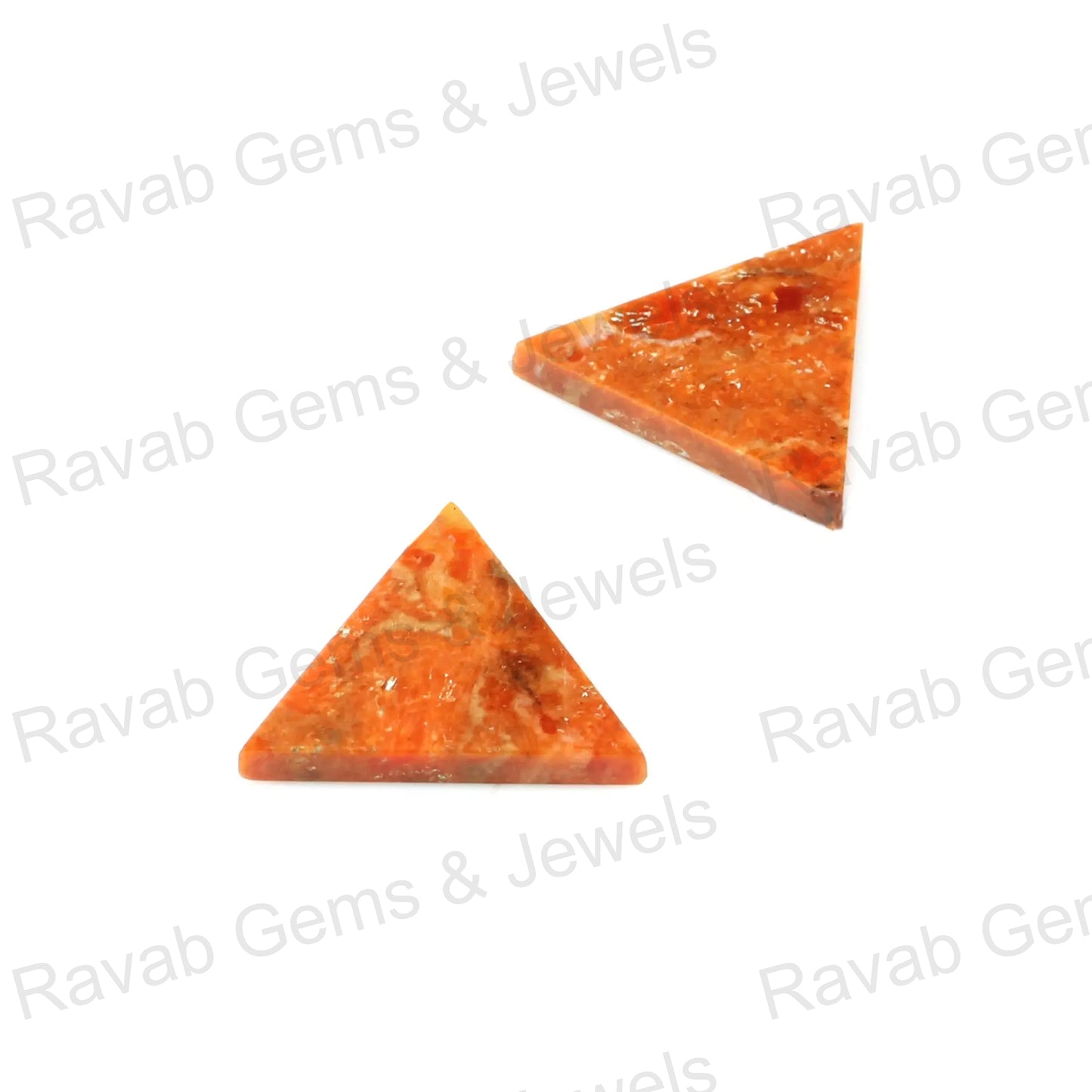 Apple Coral Copper Triangle Shape Smooth Flat Gemstone, Calibrated Loose Beads Stone For Jewelry Earring Makin- 2 Pcs Set All Size Available