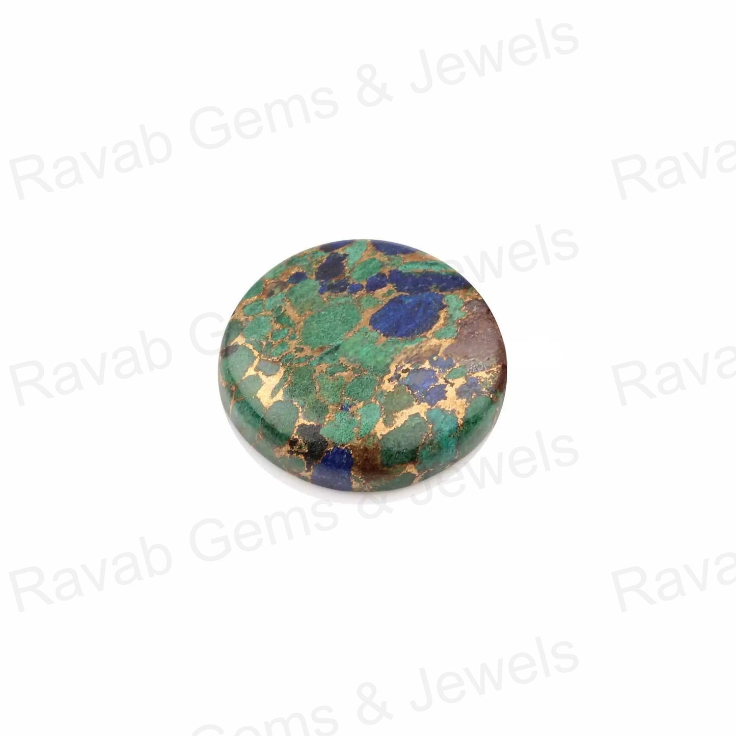 Azurite Malachite Copper Round Shape 5mm to 20mm Cabochon Loose Gemstone, Smooth Calibrated, Semi Precious Stone, For Making Jewelry 1 Pc