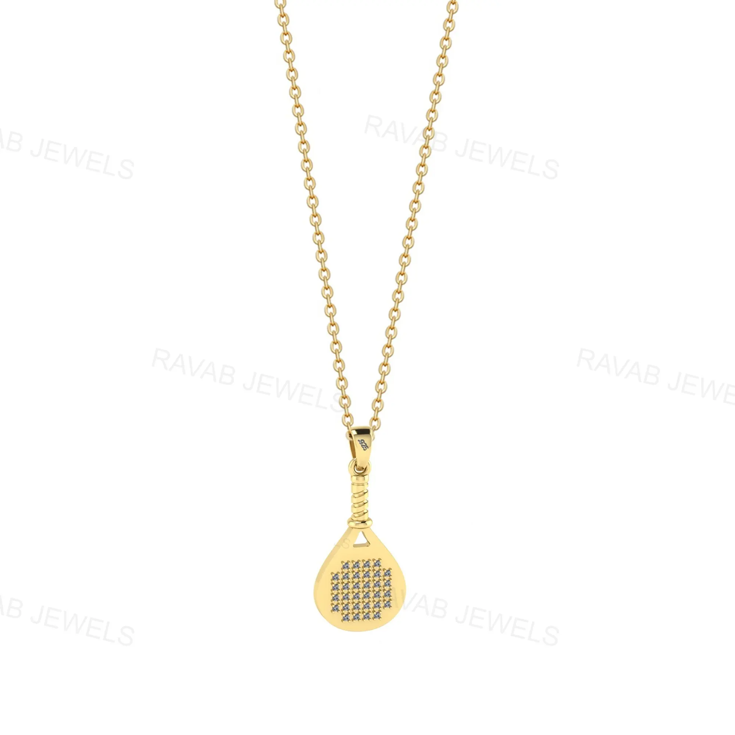 925 Sterling Silver Gold Plated Custom Tennis Paddle Lover Necklace Good Quality Factory Wholesale Men Women Design 18K Necklace