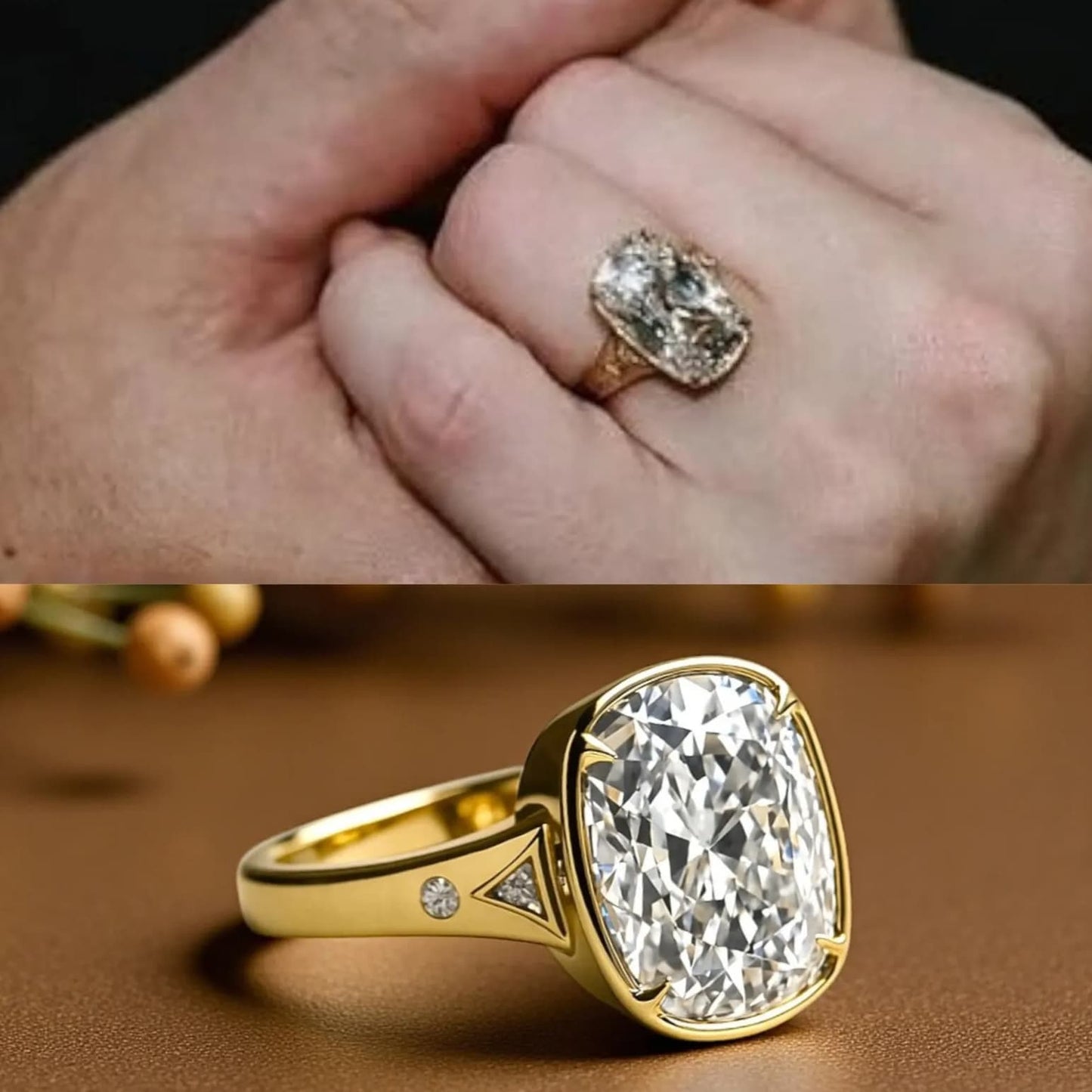 Taylor Swift Replica Engagement Ring 6CT Brilliant Elongated Cushion Mine Cut Cubic Zircon Engagement Ring Celebrity Inspired Propose Ring
