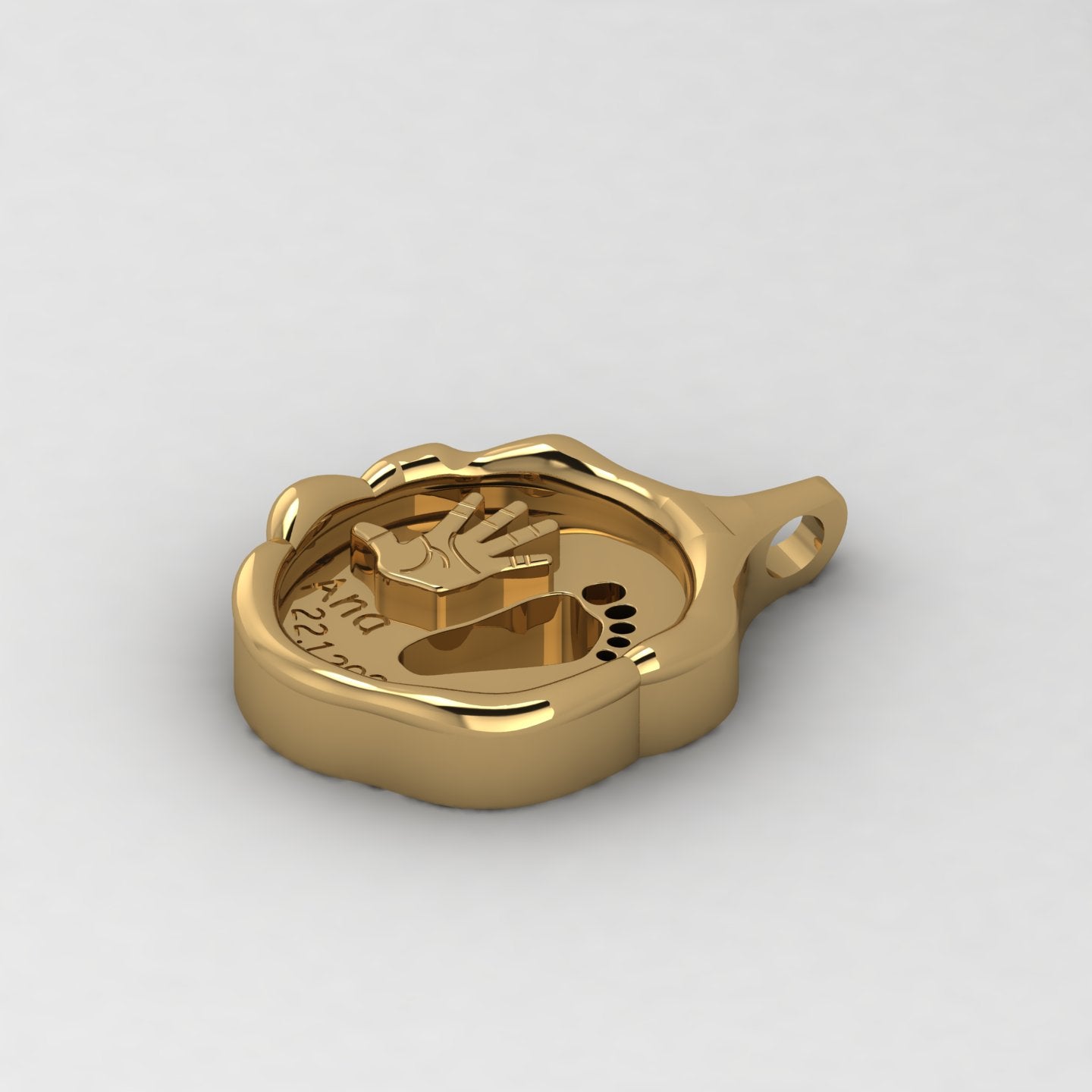 Solid 925 Silver Handprint Baby Footprint Blank Bezel Setting 19x13mm Charm Pendant Breastmilk Ashes DIY Memorial Jewelry