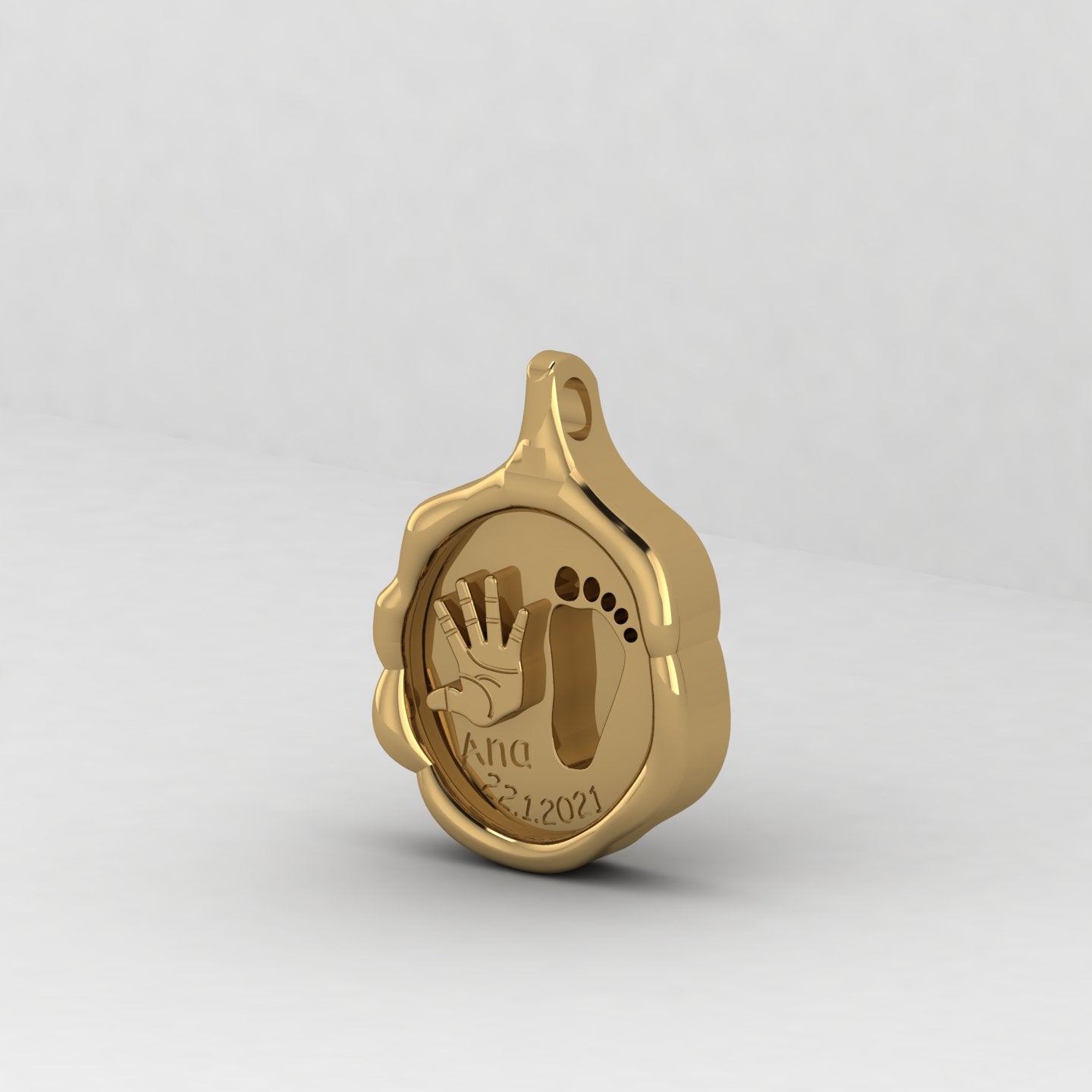 Solid 925 Silver Handprint Baby Footprint Blank Bezel Setting 19x13mm Charm Pendant Breastmilk Ashes DIY Memorial Jewelry