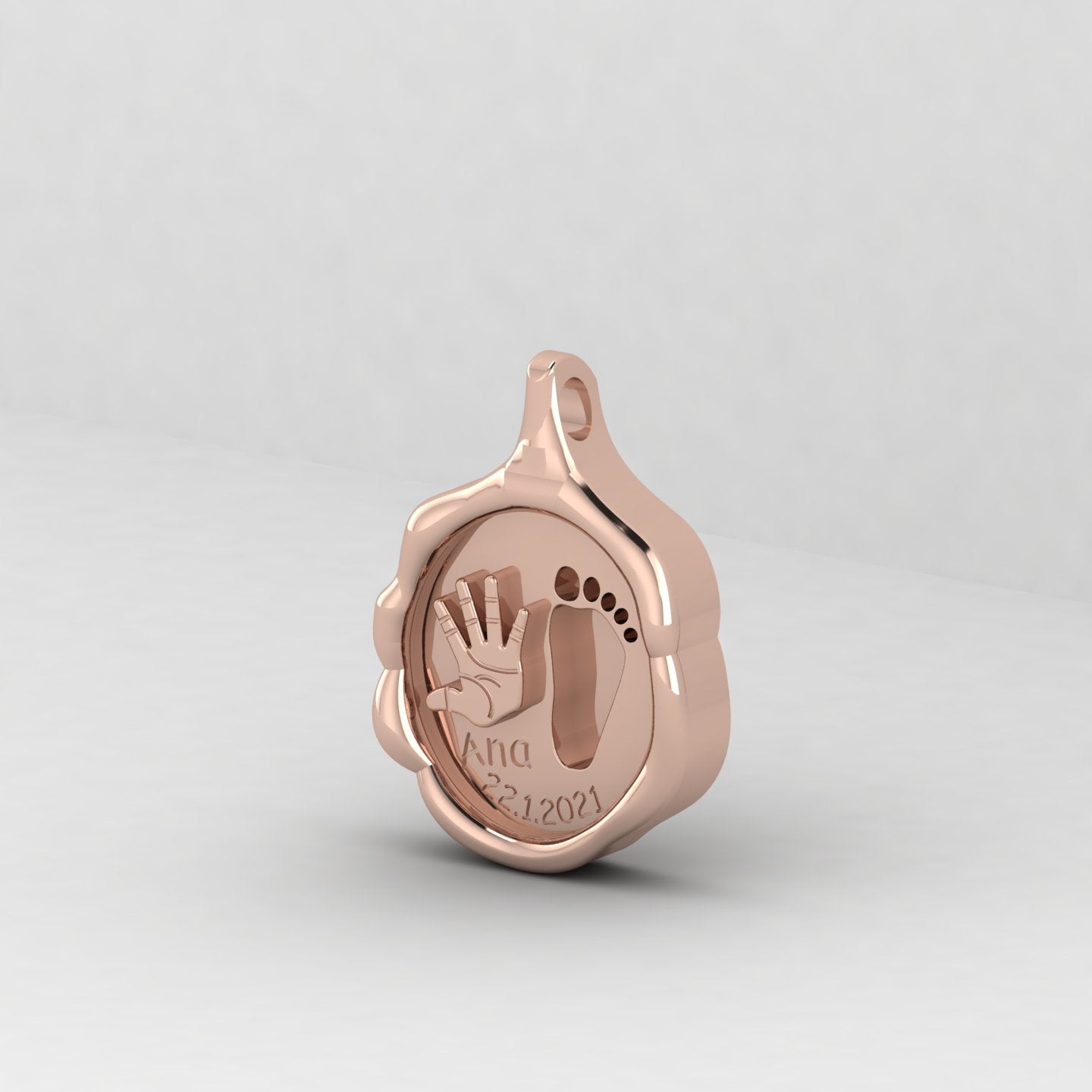 Solid 925 Silver Handprint Baby Footprint Blank Bezel Setting 19x13mm Charm Pendant Breastmilk Ashes DIY Memorial Jewelry