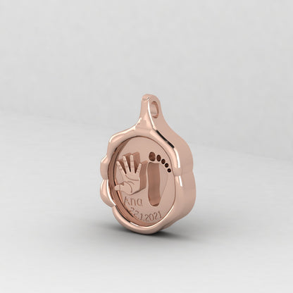 Solid 925 Silver Handprint Baby Footprint Blank Bezel Setting 19x13mm Charm Pendant Breastmilk Ashes DIY Memorial Jewelry