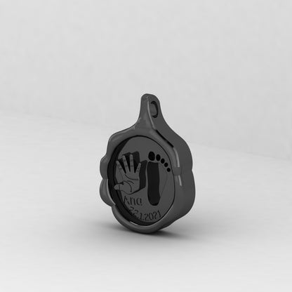 Solid 925 Silver Handprint Baby Footprint Blank Bezel Setting 19x13mm Charm Pendant Breastmilk Ashes DIY Memorial Jewelry