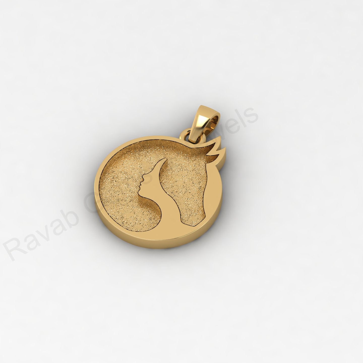 Solid 925 Silver 20x23mm Woman & Horse Memorial Blank Bezel Charm Pendant Setting 14k Gold Custom DIY Resin Keepsake Jewelry