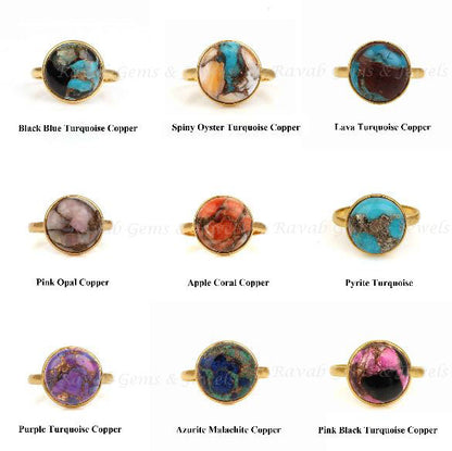 Sponge Coral Copper Ring, 925 Sterling Silver Ring, Round Shape Gemstone Ring, 12mm Stone Ring, Gold Plated Stone, Best Quality Stone Ring