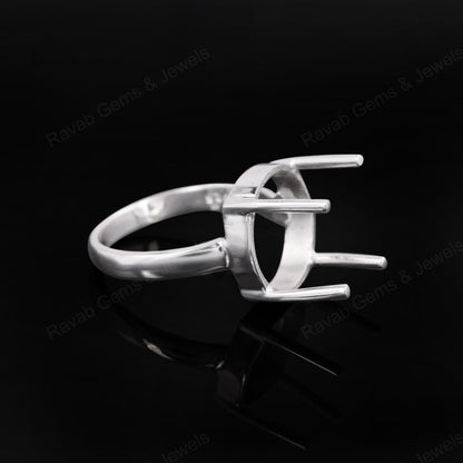 Genuine 925 Sterling Silver 12mm Round 4 Prong Setting Semi-Mount Blank Setting Empty Ring Handmade Custom Jewelry Suppliers