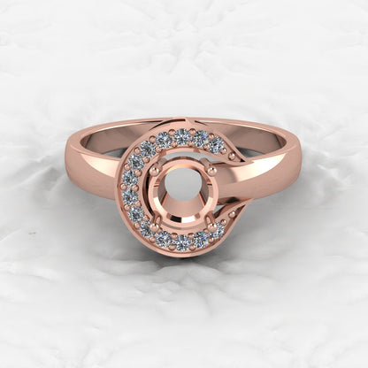 Solid 925 Sterling Silver Halo Oval Diamond Filigree Semi Mount Blank Setting Ring Good Ashes & Resin Work Breastmilk Jewelry