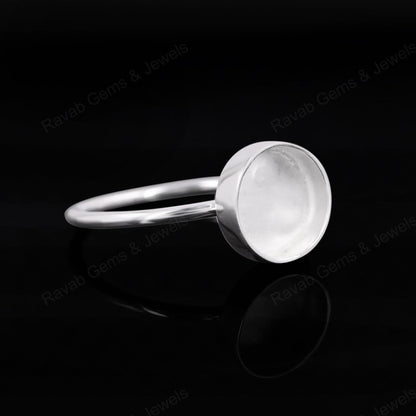 925 Sterling Silver Round Blank Setting 10mm Semi-Mount Blank Setting Ring Good For Resin & Ashes Work Women Keepsake Jewelry