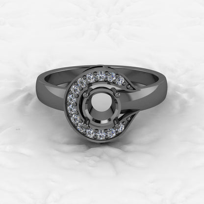 Solid 925 Sterling Silver Halo Oval Diamond Filigree Semi Mount Blank Setting Ring Good Ashes & Resin Work Breastmilk Jewelry