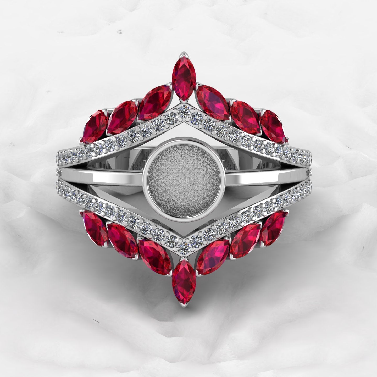 Solid 925 Sterling Silver 6mm Round With CZ Semi Mounting Blank Bezel Cocktail Ring Setting for Ashes Resin & Gemstone Jewelry