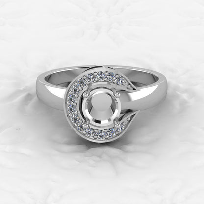 Solid 925 Sterling Silver Halo Oval Diamond Filigree Semi Mount Blank Setting Ring Good Ashes & Resin Work Breastmilk Jewelry