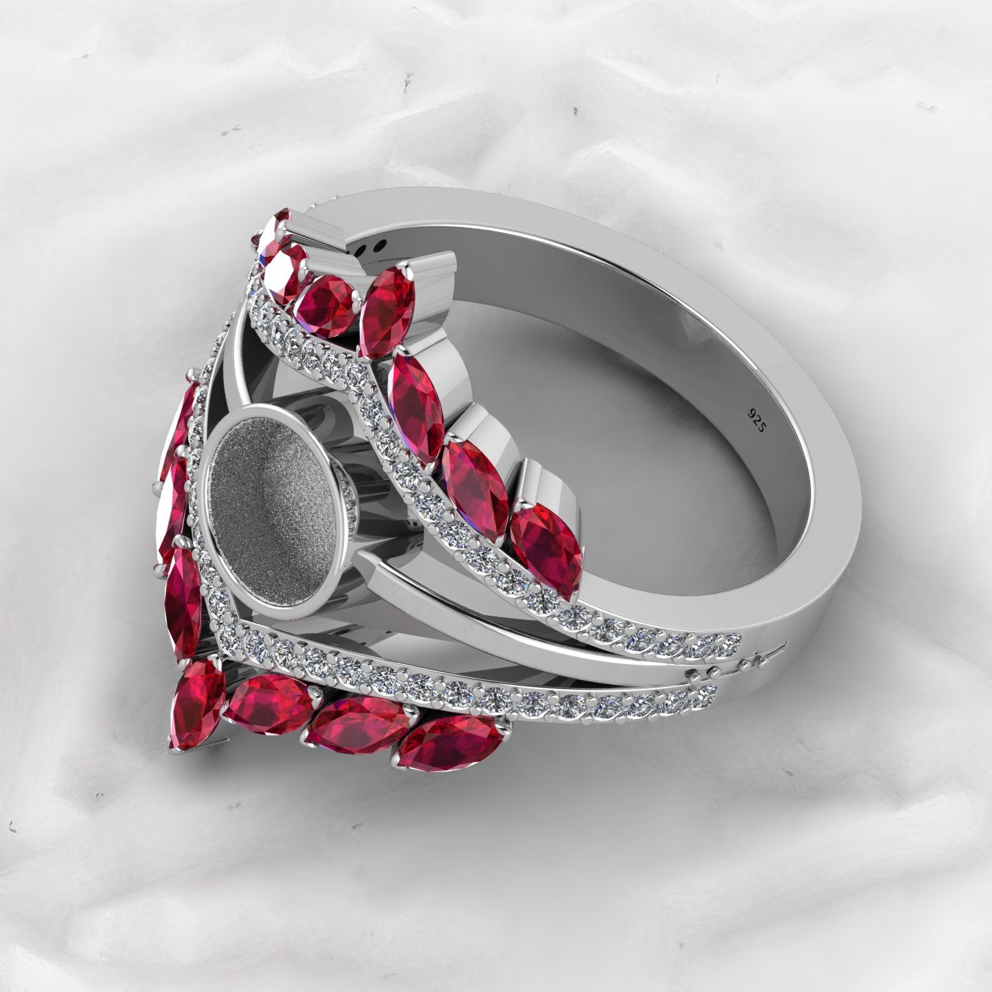 Solid 925 Sterling Silver 6mm Round With CZ Semi Mounting Blank Bezel Cocktail Ring Setting for Ashes Resin & Gemstone Jewelry