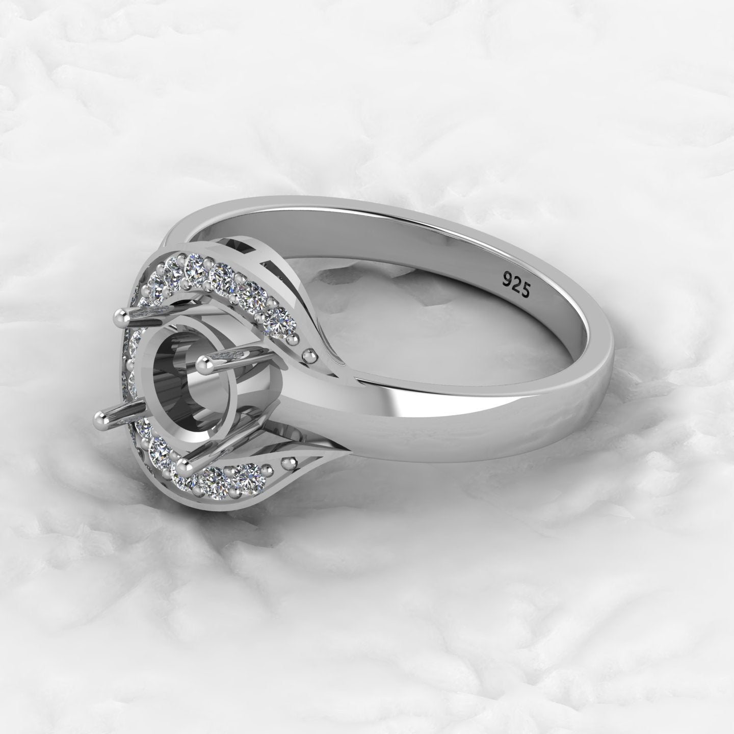 Solid 925 Sterling Silver Halo Oval Diamond Filigree Semi Mount Blank Setting Ring Good Ashes & Resin Work Breastmilk Jewelry