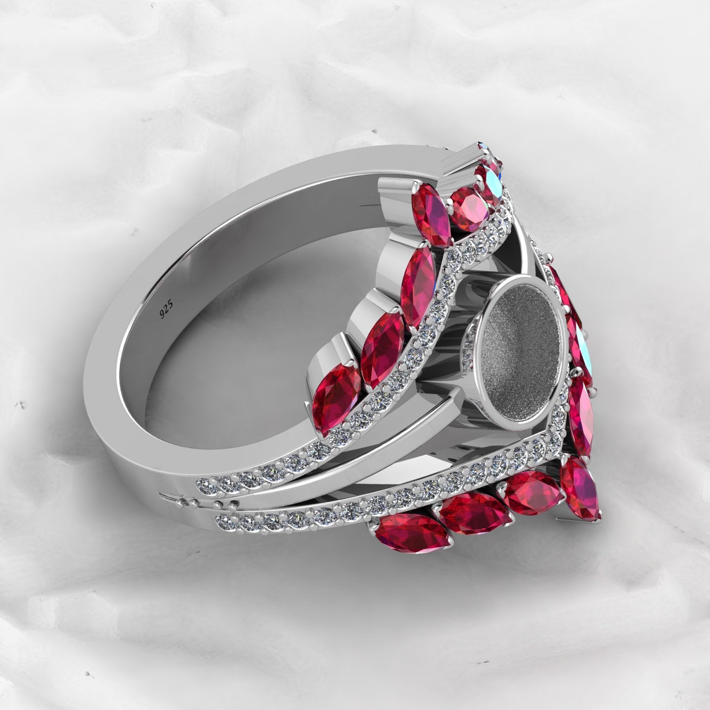 Solid 925 Sterling Silver 6mm Round With CZ Semi Mounting Blank Bezel Cocktail Ring Setting for Ashes Resin & Gemstone Jewelry