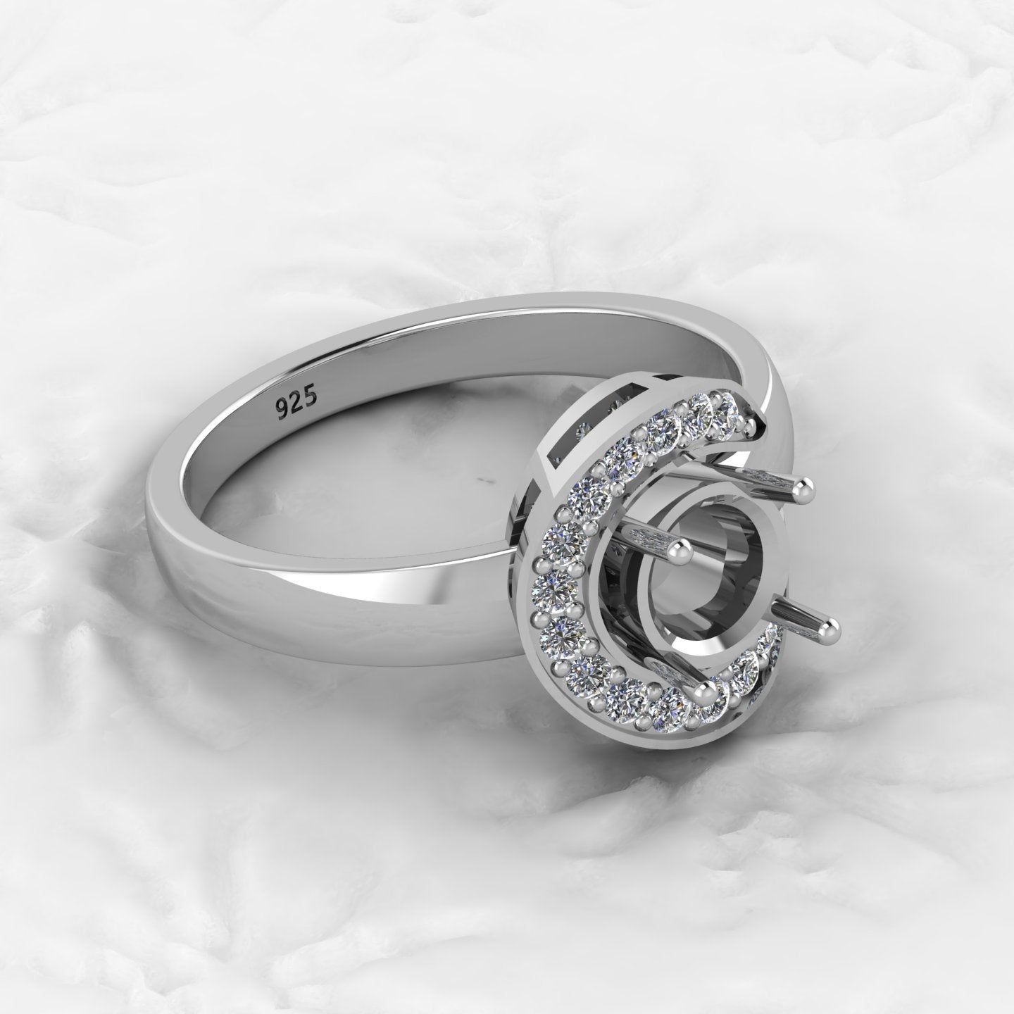 Solid 925 Sterling Silver Halo Oval Diamond Filigree Semi Mount Blank Setting Ring Good Ashes & Resin Work Breastmilk Jewelry