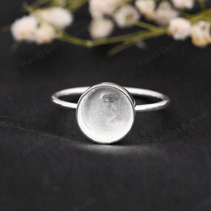 925 Sterling Silver Round Blank Setting 10mm Semi-Mount Blank Setting Ring Good For Resin & Ashes Work Women Keepsake Jewelry