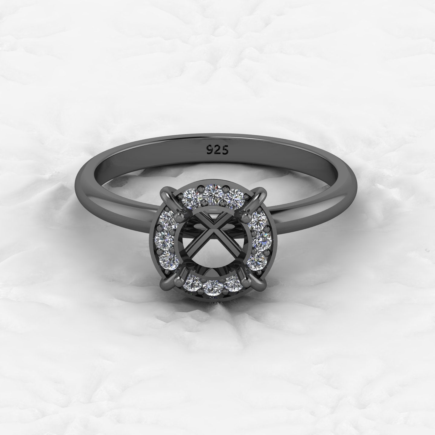 Genuine Solid 925 Sterling Silver Aire Solitaire Semi Mount Blank Setting Ring Good for Ashes & Resin Work Breastmilk Jewelry