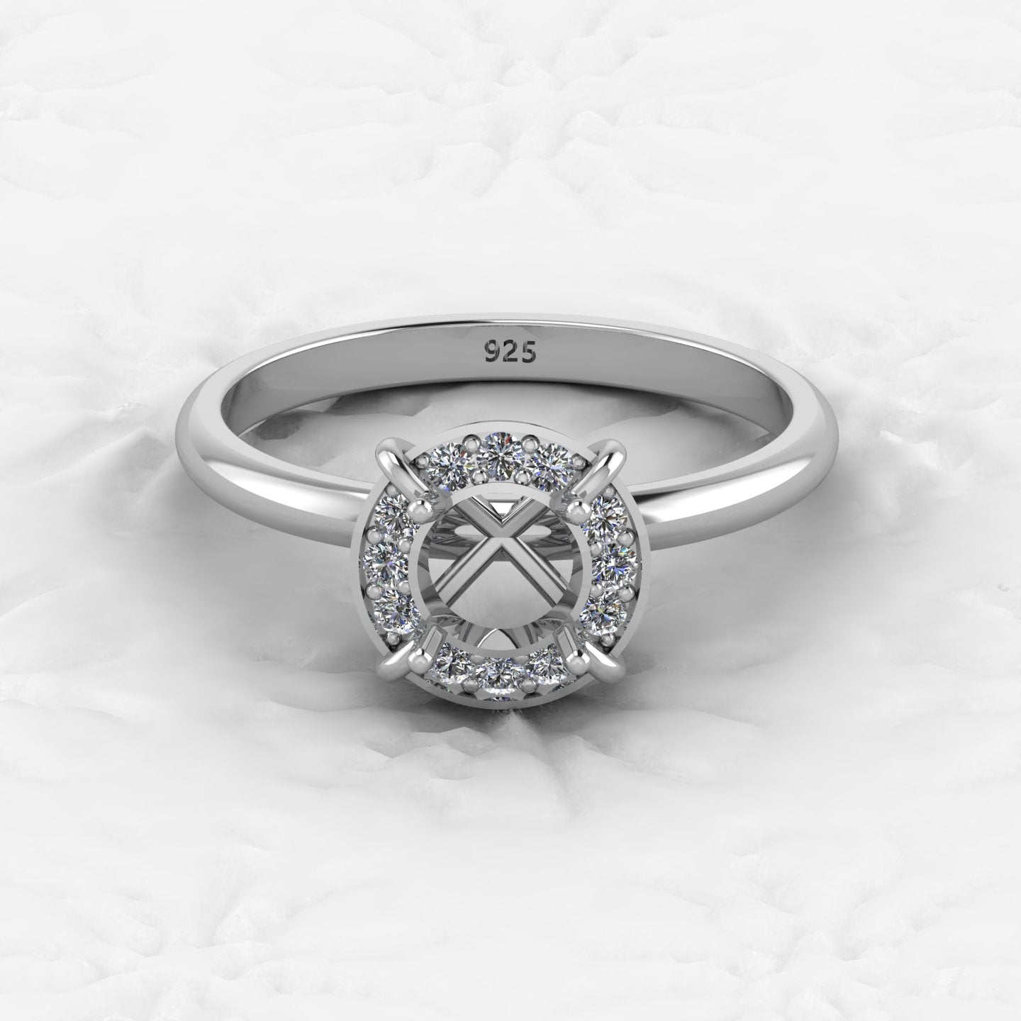 Genuine Solid 925 Sterling Silver Aire Solitaire Semi Mount Blank Setting Ring Good for Ashes & Resin Work Breastmilk Jewelry