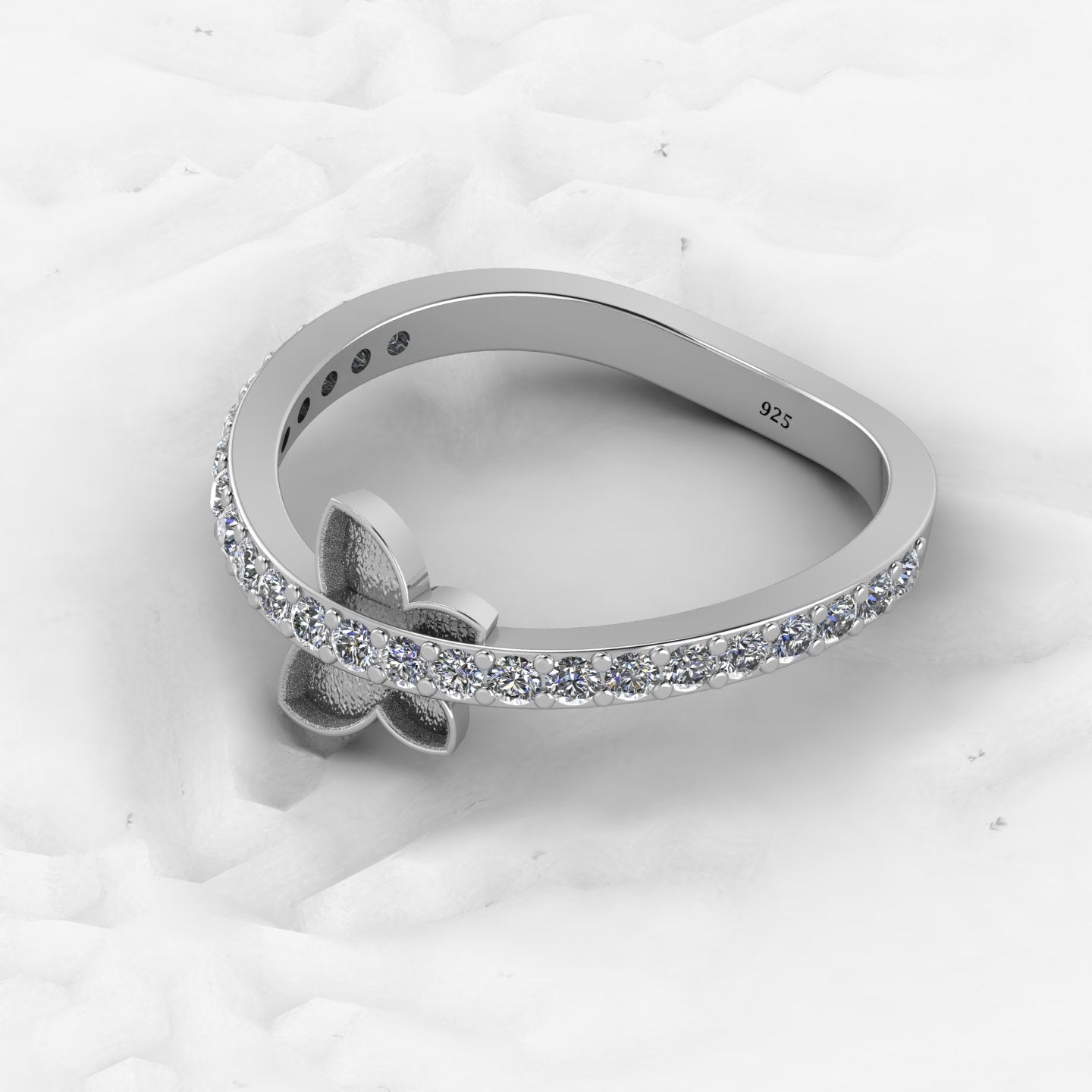 Solid 925 Sterling Silver 6mm Round With CZ Semi Mounting Blank Bezel Cocktail Ring Setting for Ashes Resin & Gemstone Jewelry