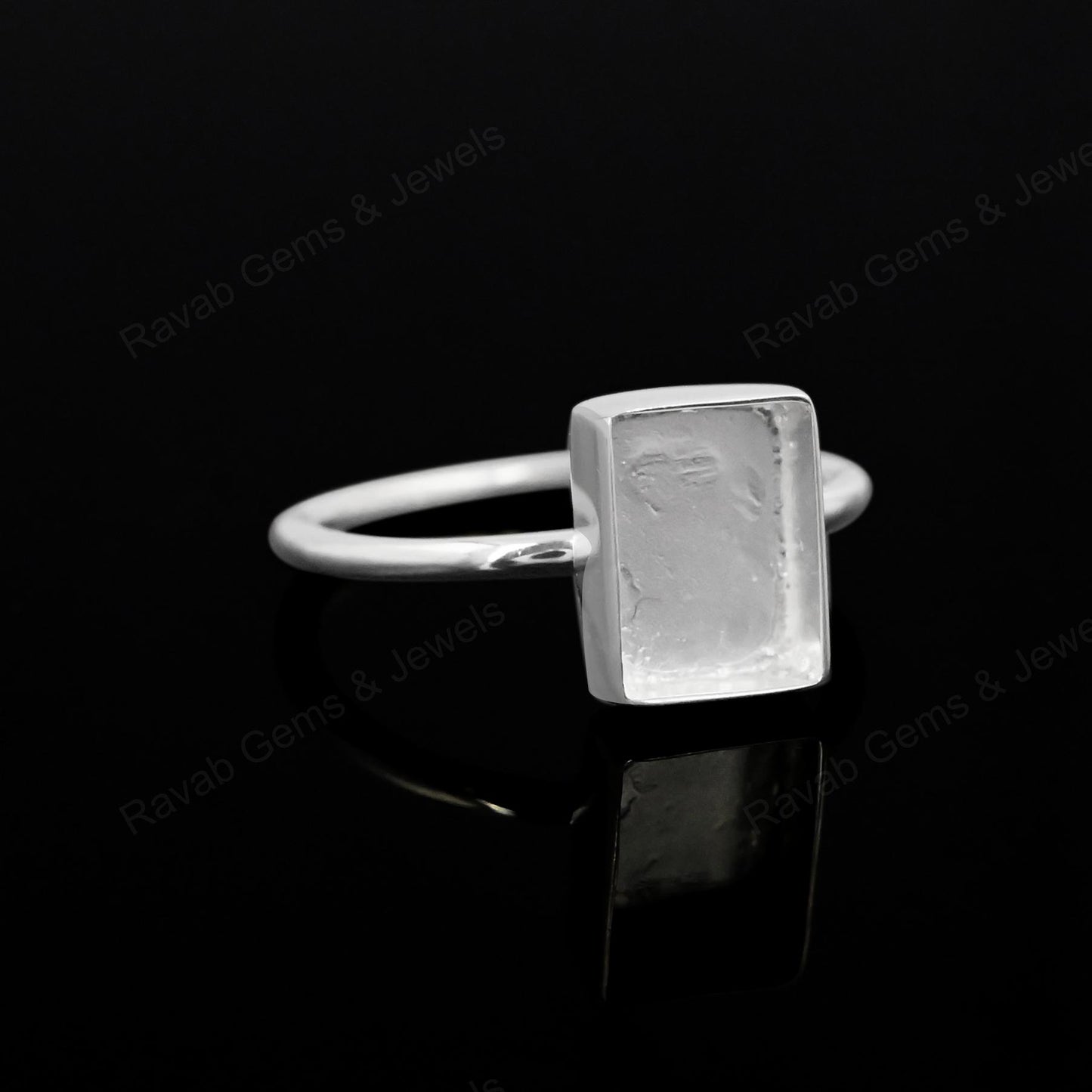 925 Sterling Silver Rectangle Blank Setting 8x10mm Semi-Mount Blank Setting Ring Good For Resin & Ashes Work Keepsake Fine Jewelry (Copy)