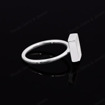 925 Sterling Silver Rectangle Blank Setting 8x10mm Semi-Mount Blank Setting Ring Good For Resin & Ashes Work Keepsake Fine Jewelry (Copy)