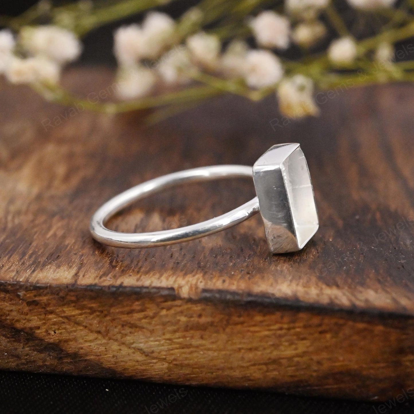925 Sterling Silver Rectangle Blank Setting 8x10mm Semi-Mount Blank Setting Ring Good For Resin & Ashes Work Keepsake Fine Jewelry (Copy)