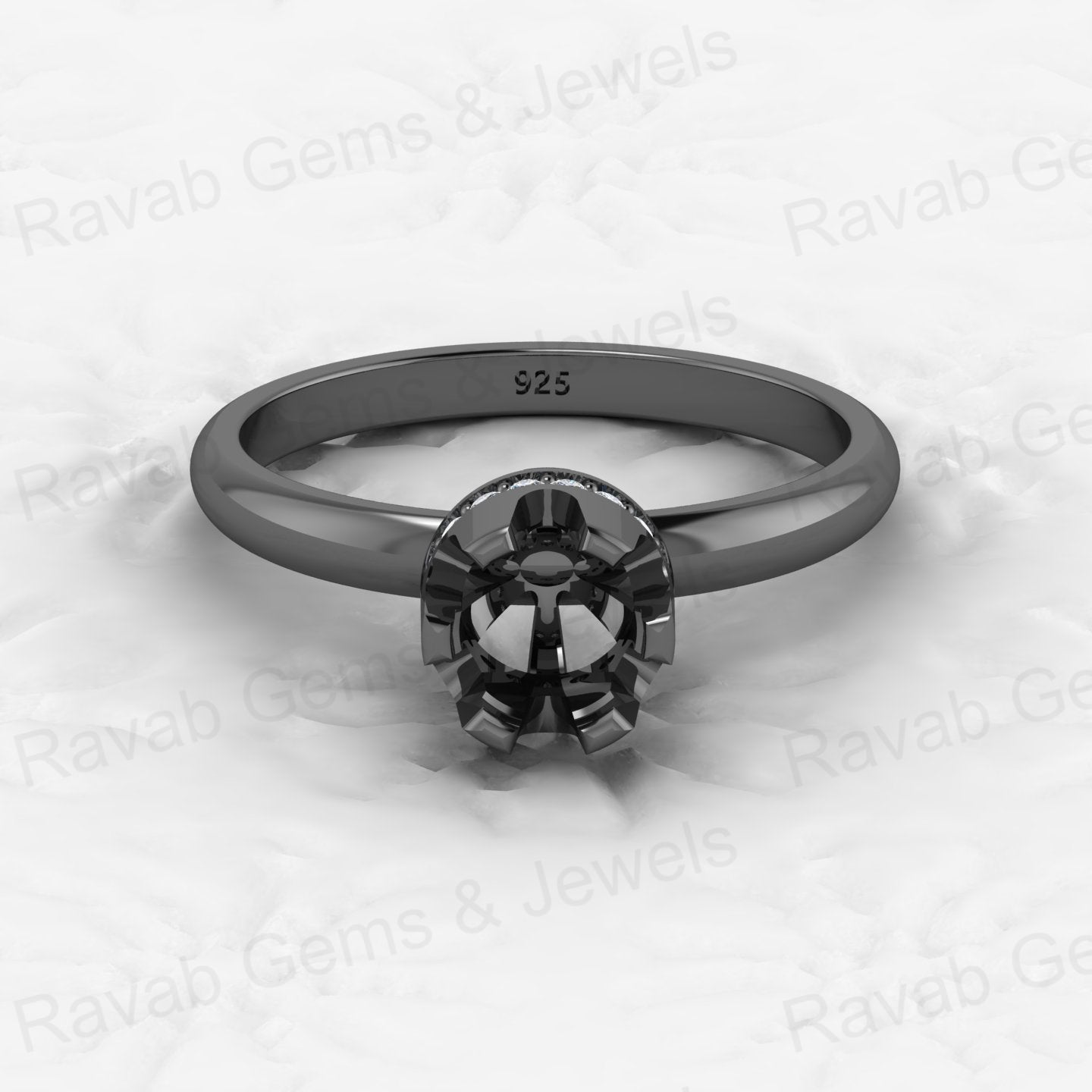 Genuine Solid 925 Sterling Silver Solitaire Round Semi Mount Blank Setting Ring Good for Ashes & Resin Work Breastmilk Jewelry