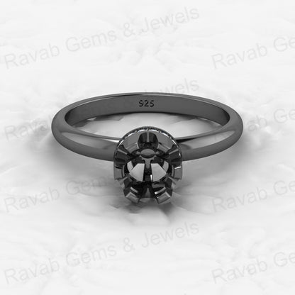 Genuine Solid 925 Sterling Silver Solitaire Round Semi Mount Blank Setting Ring Good for Ashes & Resin Work Breastmilk Jewelry