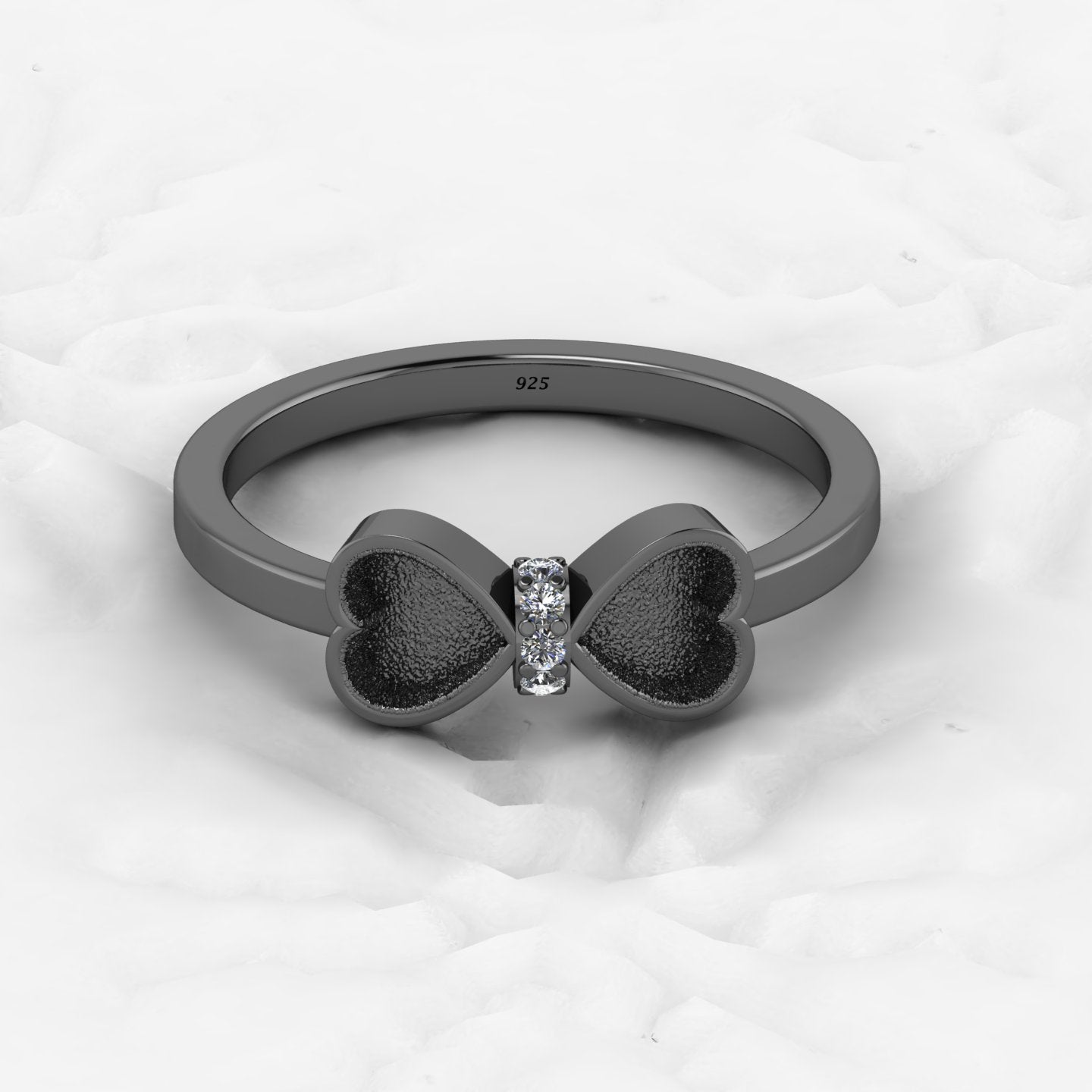 Solid 925 Sterling Silver 4mm Heart Semi Mount Blank Setting Coquette Bow Ring for Breastmilk & Keepsake Resin Ceramic Jewelry