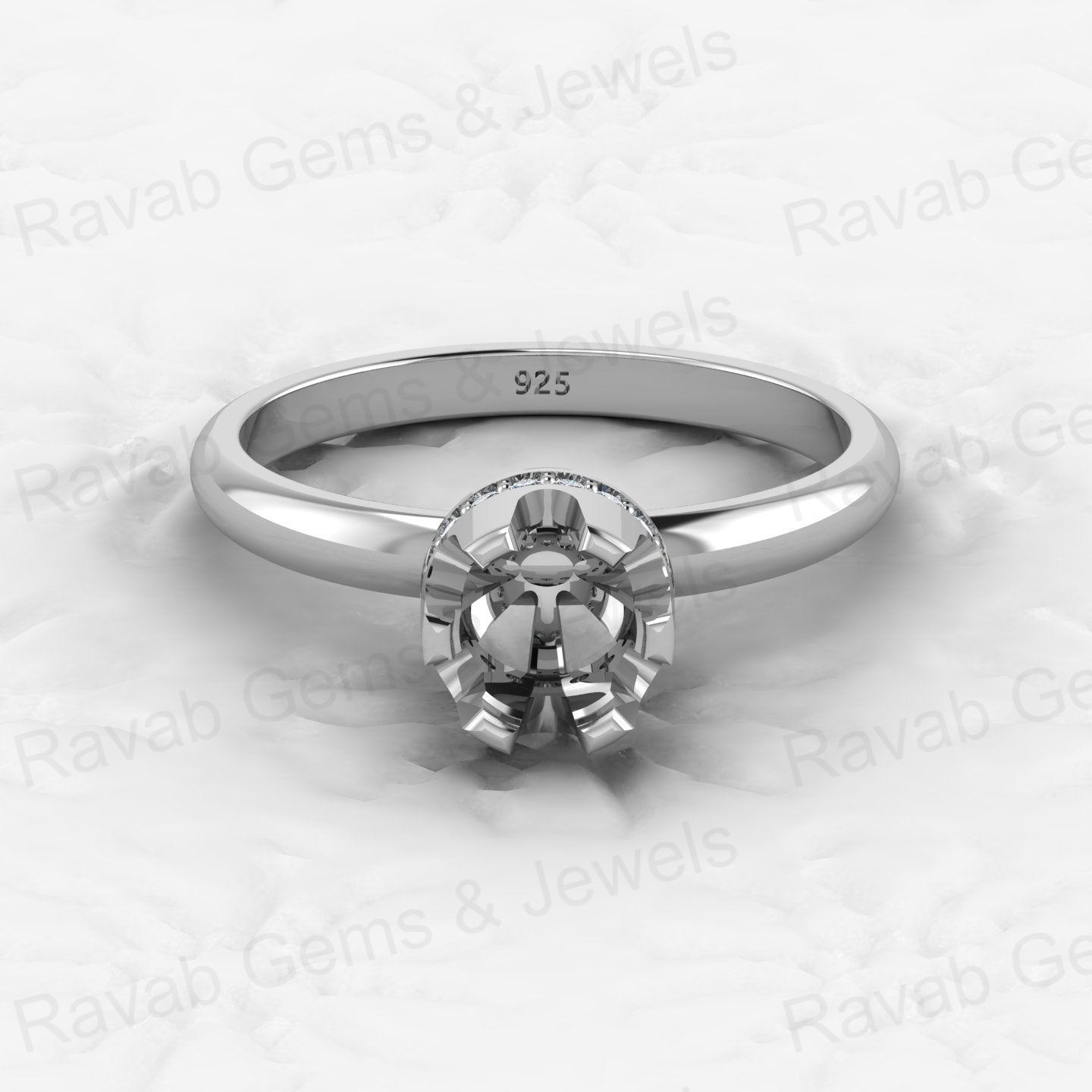 Genuine Solid 925 Sterling Silver Solitaire Round Semi Mount Blank Setting Ring Good for Ashes & Resin Work Breastmilk Jewelry