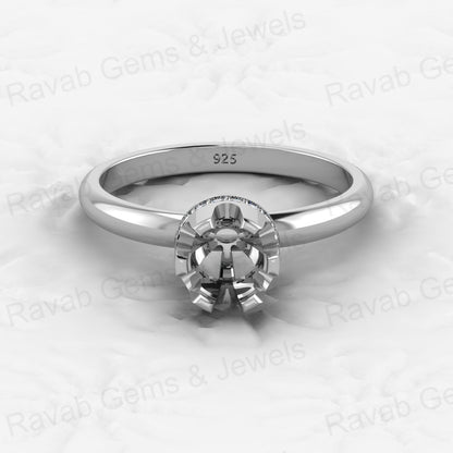 Genuine Solid 925 Sterling Silver Solitaire Round Semi Mount Blank Setting Ring Good for Ashes & Resin Work Breastmilk Jewelry