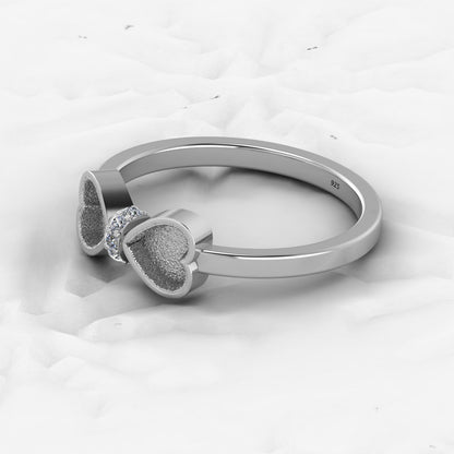 Solid 925 Sterling Silver 4mm Heart Semi Mount Blank Setting Coquette Bow Ring for Breastmilk & Keepsake Resin Ceramic Jewelry