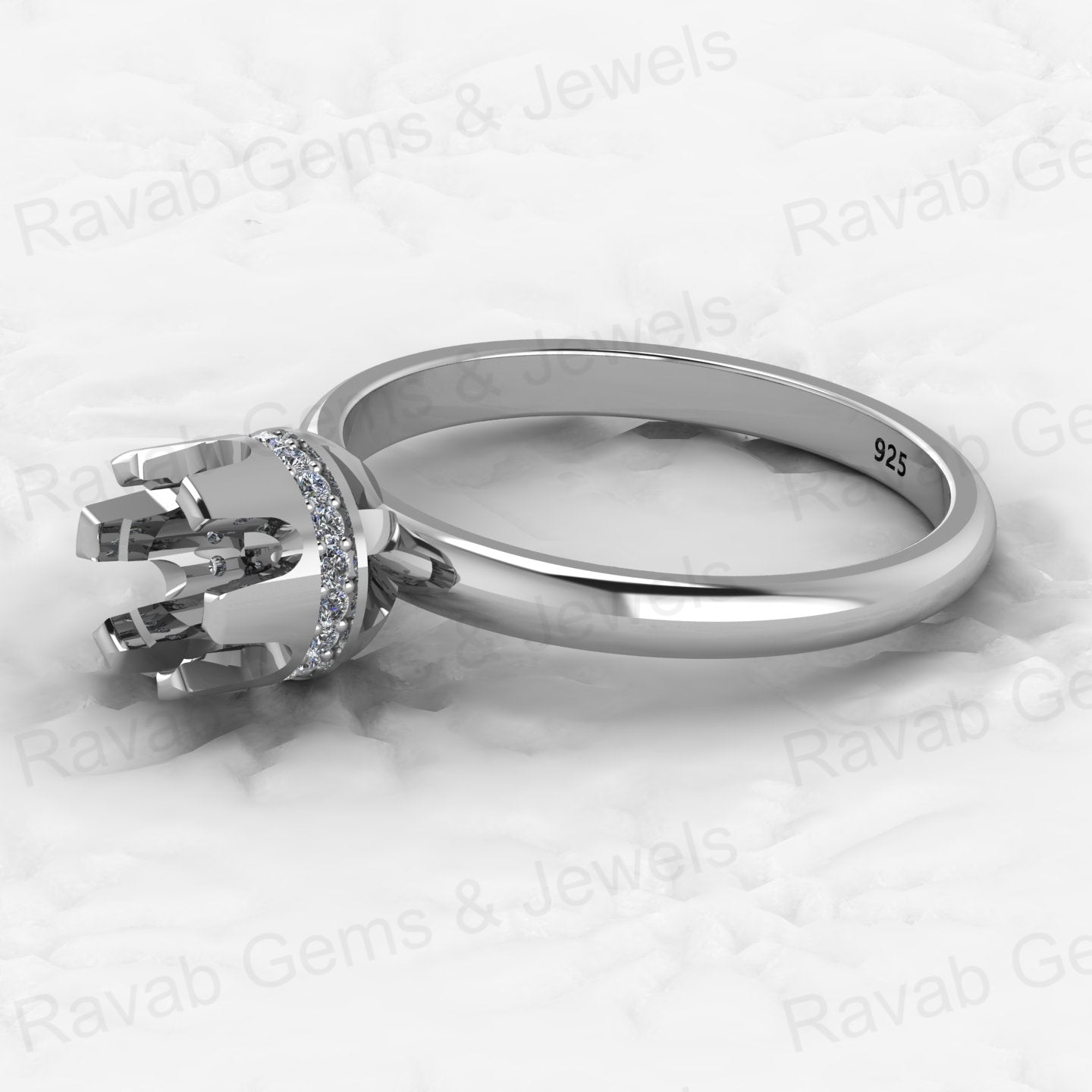 Genuine Solid 925 Sterling Silver Solitaire Round Semi Mount Blank Setting Ring Good for Ashes & Resin Work Breastmilk Jewelry