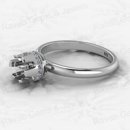 Genuine Solid 925 Sterling Silver Solitaire Round Semi Mount Blank Setting Ring Good for Ashes & Resin Work Breastmilk Jewelry