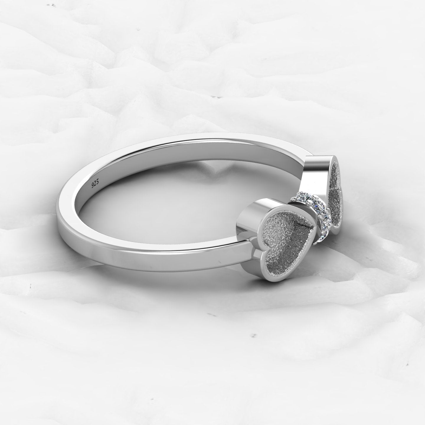 Solid 925 Sterling Silver 4mm Heart Semi Mount Blank Setting Coquette Bow Ring for Breastmilk & Keepsake Resin Ceramic Jewelry