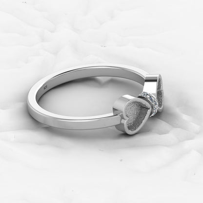 Solid 925 Sterling Silver 4mm Heart Semi Mount Blank Setting Coquette Bow Ring for Breastmilk & Keepsake Resin Ceramic Jewelry