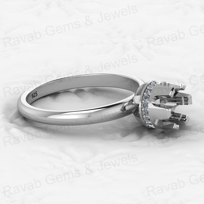Genuine Solid 925 Sterling Silver Solitaire Round Semi Mount Blank Setting Ring Good for Ashes & Resin Work Breastmilk Jewelry