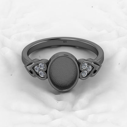 Solid 925 Sterling Silver 4mm Heart Semi Mount Blank Setting Coquette Bow Ring for Breastmilk & Keepsake Resin Ceramic Jewelry