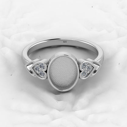Solid 925 Sterling Silver 4mm Heart Semi Mount Blank Setting Coquette Bow Ring for Breastmilk & Keepsake Resin Ceramic Jewelry