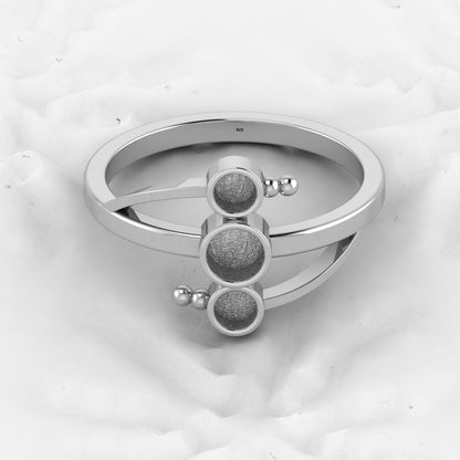 925 Solid Sterling Silver 3-4mm Round Semi Mount Blank Setting Bubble Ring for Breastmilk & Keepsake Resin Ceramic Jewelry