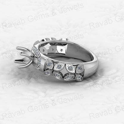 Genuine Solid 925 Sterling Silver Leaf Solitaire Semi Mount Blank Setting Ring Good for Ashes & Resin Work Breastmilk Jewelry