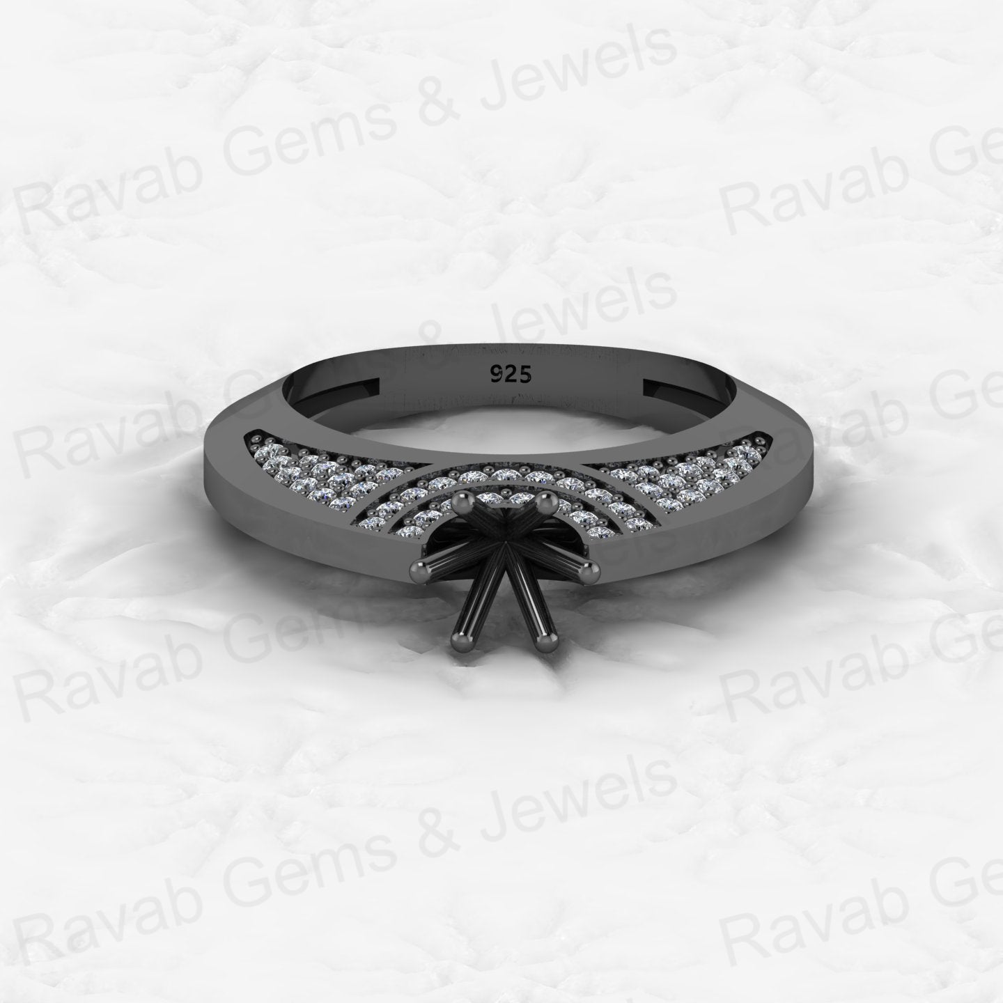 Genuine Solid 925 Sterling Silver Filigree Clear CZ Semi Mount Blank Setting Ring Good for Ashes & Resin Work Breastmilk Jewelry