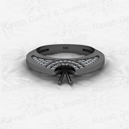 Genuine Solid 925 Sterling Silver Filigree Clear CZ Semi Mount Blank Setting Ring Good for Ashes & Resin Work Breastmilk Jewelry