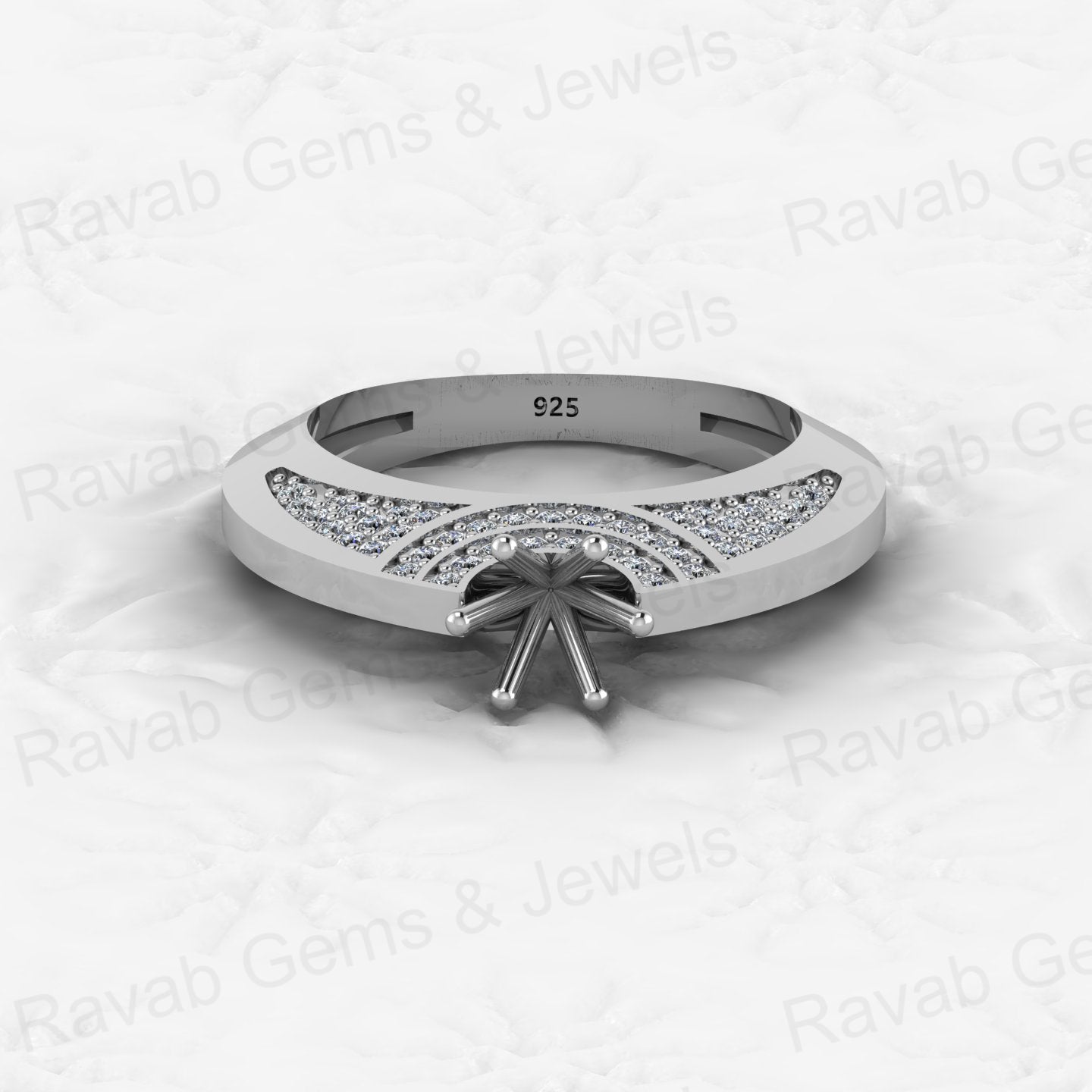 Genuine Solid 925 Sterling Silver Filigree Clear CZ Semi Mount Blank Setting Ring Good for Ashes & Resin Work Breastmilk Jewelry