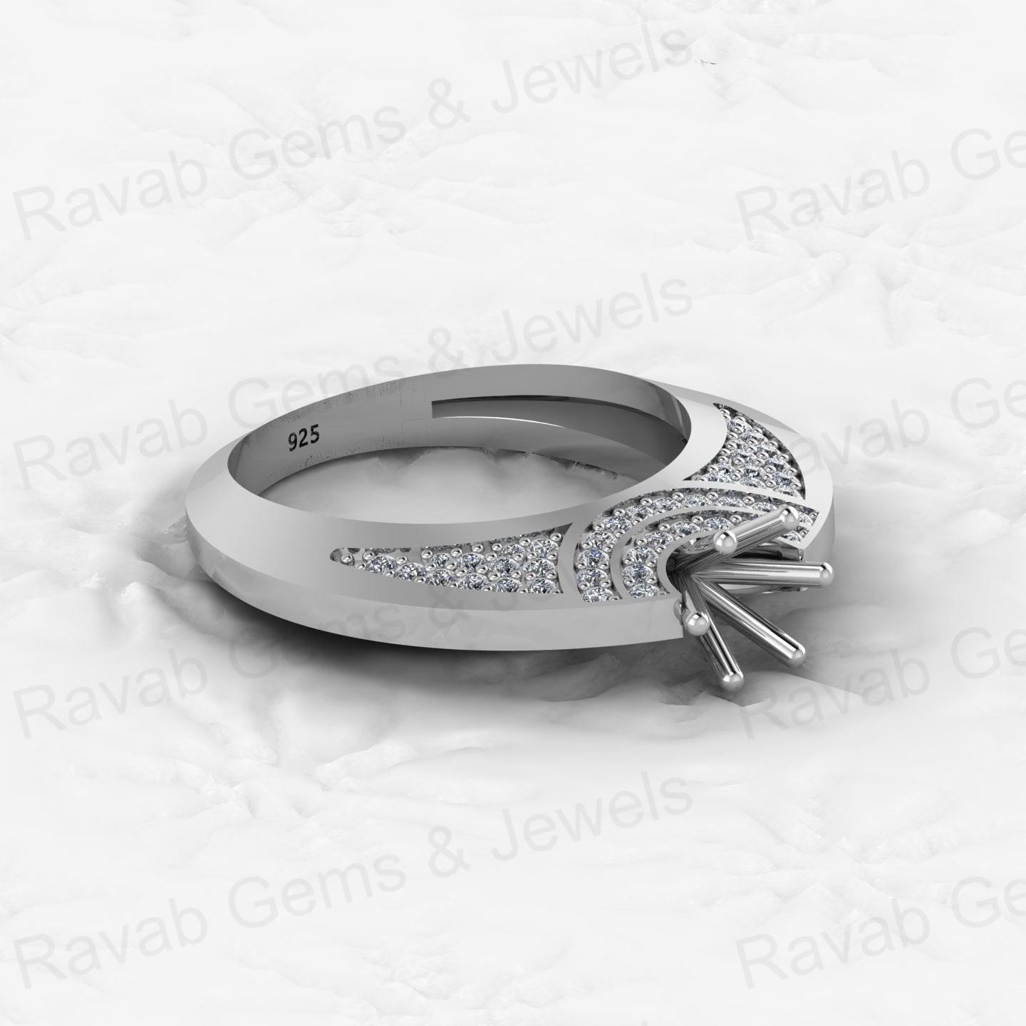 Genuine Solid 925 Sterling Silver Filigree Clear CZ Semi Mount Blank Setting Ring Good for Ashes & Resin Work Breastmilk Jewelry