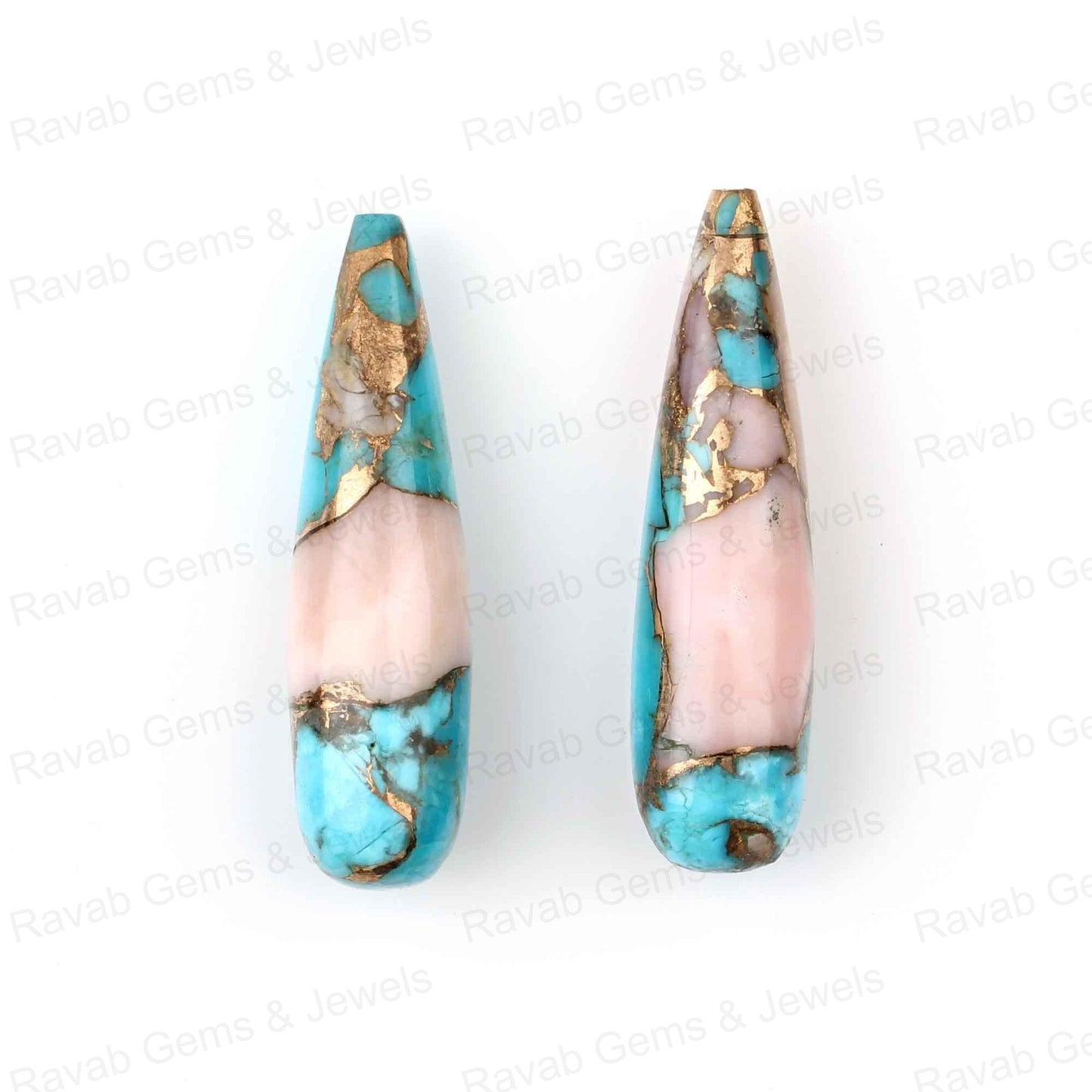 9x30mm Amazonite Copper Teardrop Shape Smooth Briolette Gemstone, Calibrated Loose Beads, Semi Precious Stones Jewelry making - 2 Pcs Set