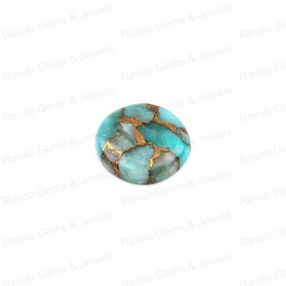 Amazonite Copper Round Shape 5mm to 20mm Cabochon Loose Gemstone, Smooth Calibrated, Semi Precious Stone, For Making Pendant Jewelry 1 Pc